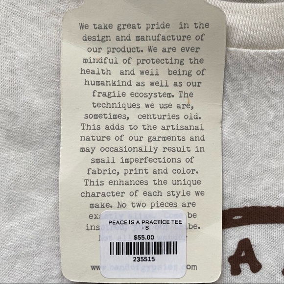 NWT Band Of Gypsies Peace is a Practice Tee Small - Picture 5 of 6